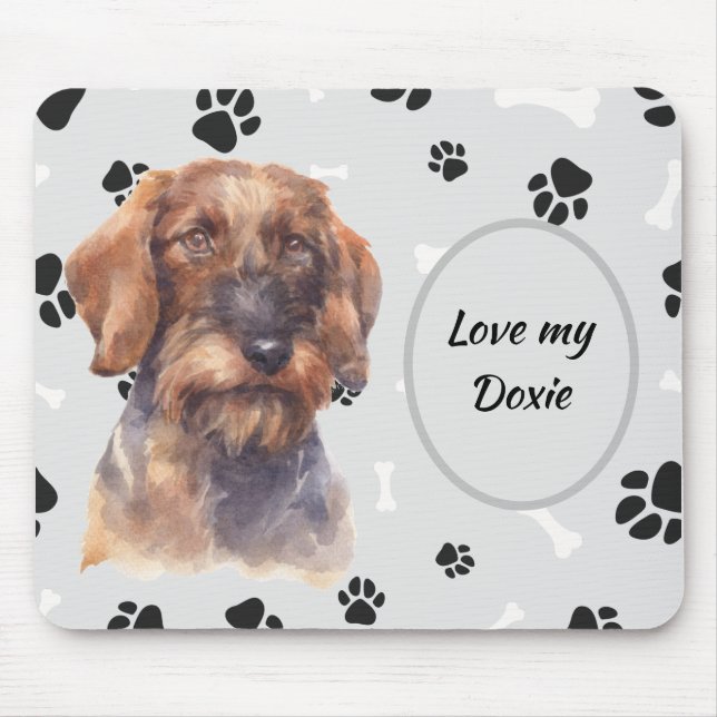 Love My Wire Haired Dachshund Dog Pawprint Mouse Pad (Front)