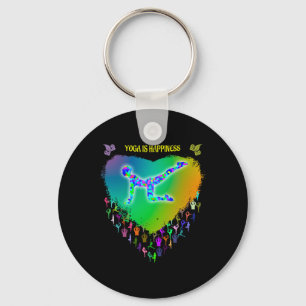 Love My Yoga Rainbow Colored Stained Gl Pattern Key Ring