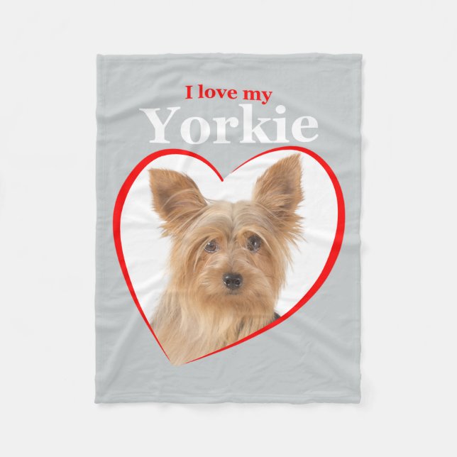 Love My Yorkie Fleece Blanket (Front)