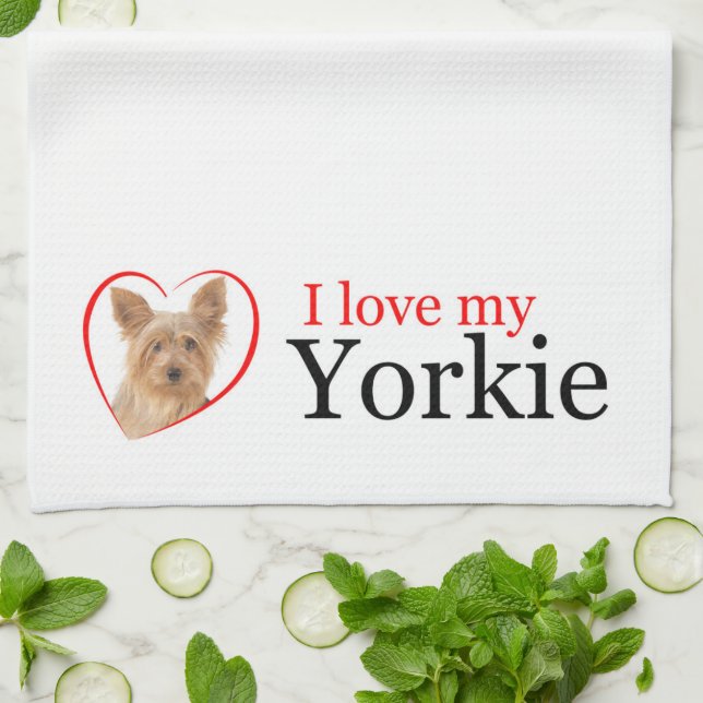 Love My Yorkie Kitchen Towel (Folded)