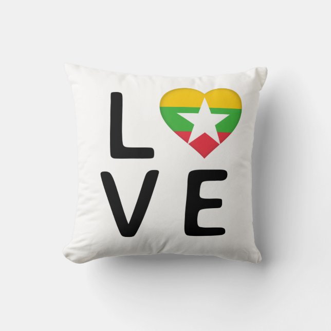 Love - Myanmar Flag Cushion (Front)