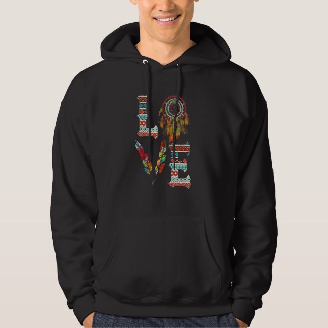 LOVE Native American Indian Headdress With Feather Hoodie (Front)