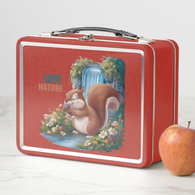 Love Nature Funny Squirrel Metal Lunch Box (In Situ)