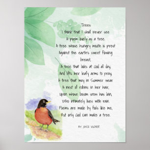 Love Nature Inspirational Poem Trees Kilmer Poster