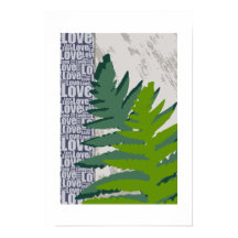 Love Nature Stylised Blue & Green Fern Leaves