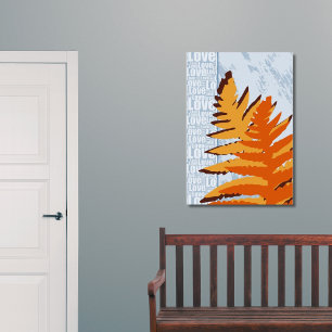 Love Nature Stylised Blue & Orange Fern Leaves Poster