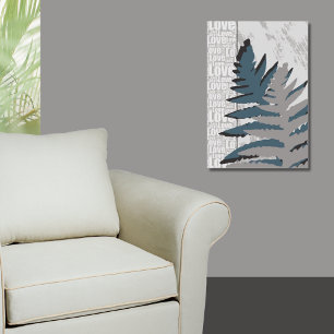 Love Nature Stylised Grey Fern Leaves Poster