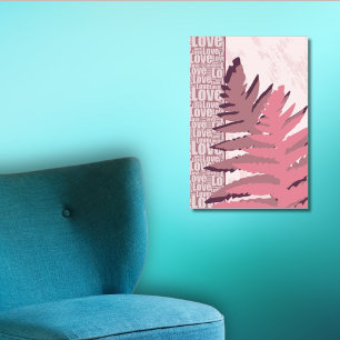 Love Nature Stylised Pink Fern Leaves Poster