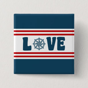 Love nautical design 15 cm square badge