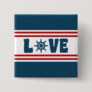 Love nautical design 15 cm square badge