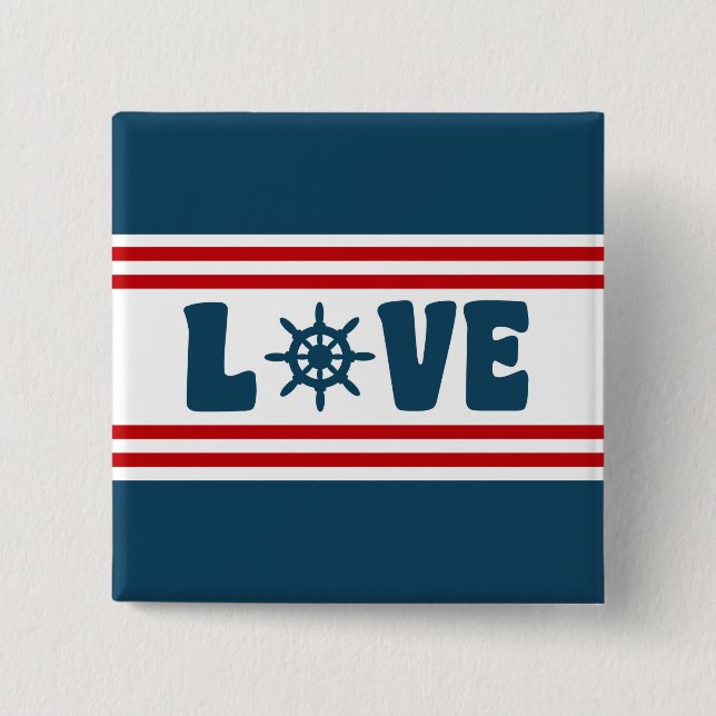 Love nautical design 15 cm square badge (Front)