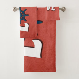 Love nautical design bath towel set