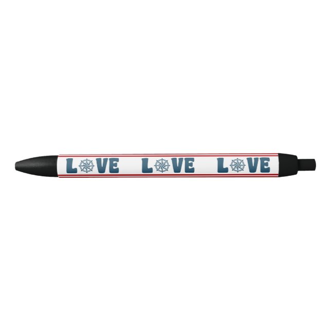Love nautical design black ink pen (Front)