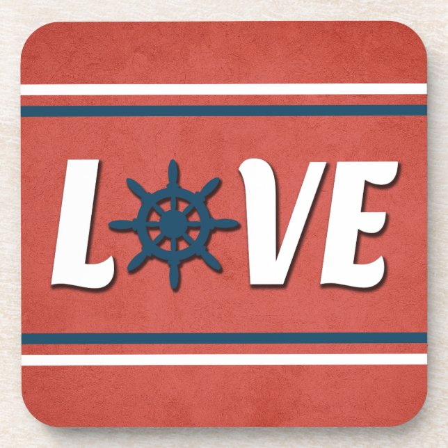 Love nautical design coaster (Front)