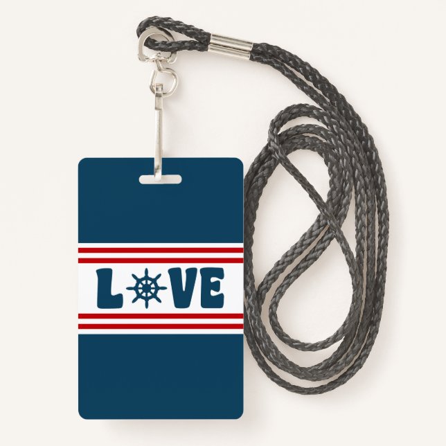 Love nautical design ID badge (Front with Lanyard)