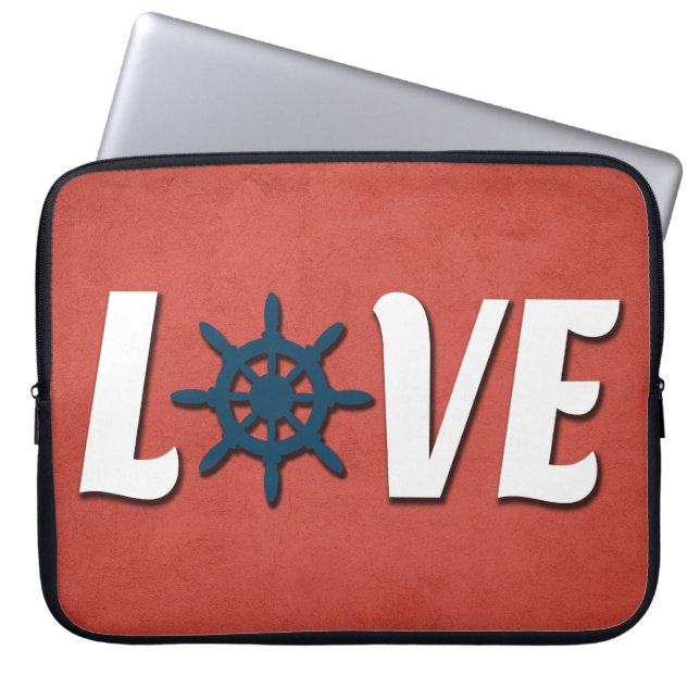 Love nautical design laptop sleeve (Front)