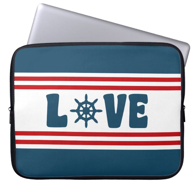 Love nautical design laptop sleeve (Front)