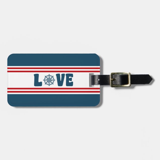 Love nautical design luggage tag (Front Horizontal)