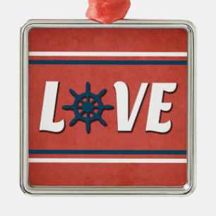 Love nautical design metal ornament