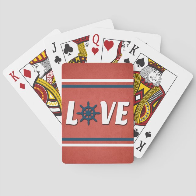 Love nautical design playing cards (Back)