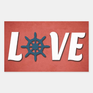 Love nautical design rectangular sticker