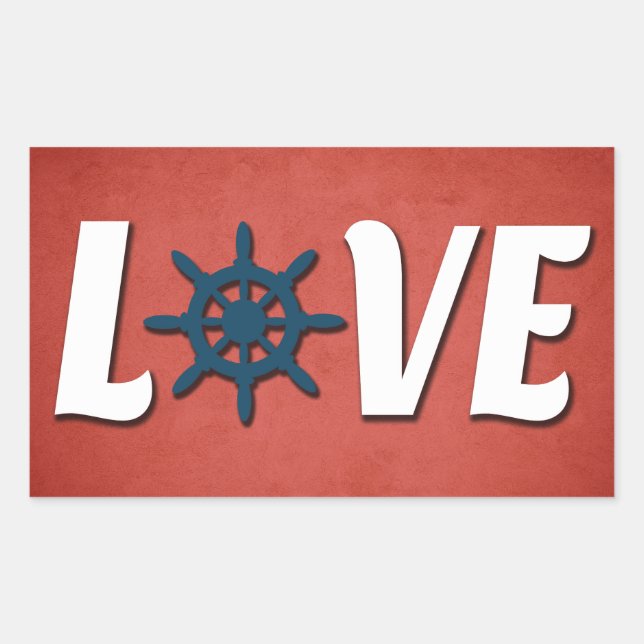 Love nautical design rectangular sticker (Front)
