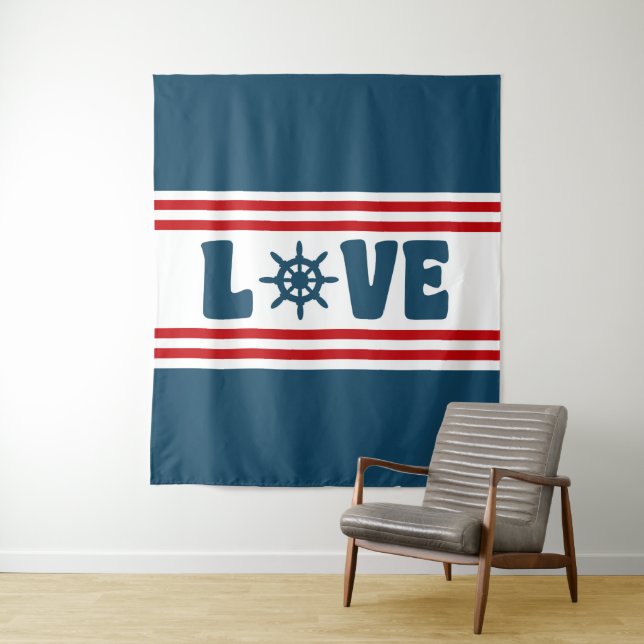 Love nautical design tapestry (In Situ)