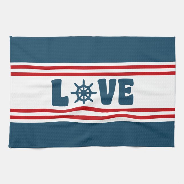 Love nautical design tea towel (Horizontal)