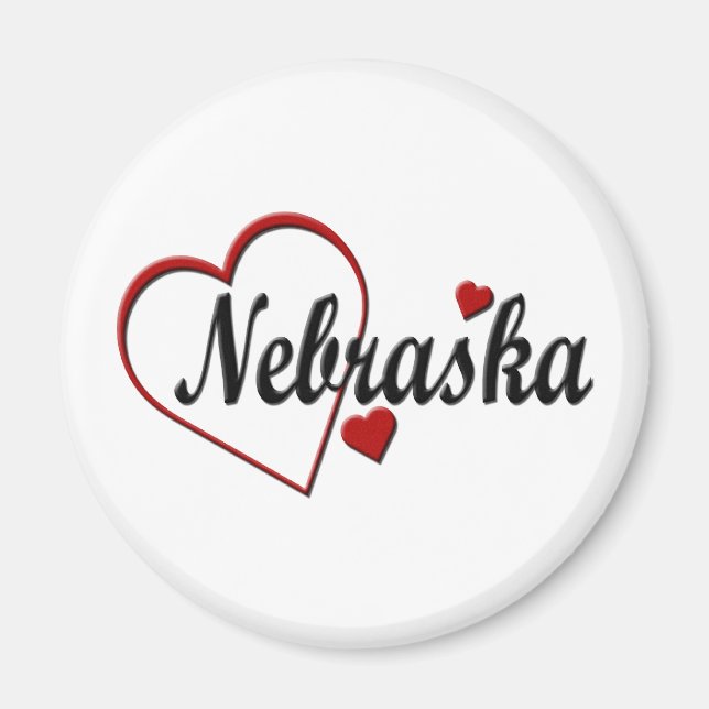 Love Nebraska Hearts Magnet (Front)
