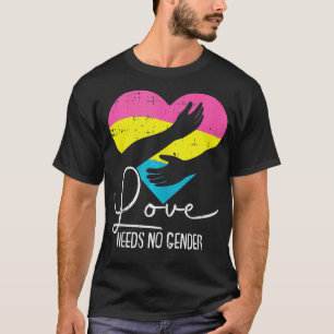 Love Needs No Gender Panseual Pride Heart LGBTQ Al T-Shirt