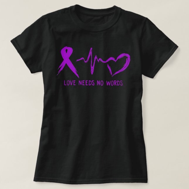 Love Needs No Words Alzheimers Awareness Peach Rib T-Shirt (Design Front)