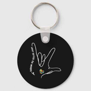 Love Needs No Words Asl Puzzle Piece Heart Autism Key Ring