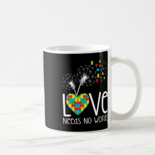Love Needs No Words Autism Awareness Heart Puzzle  Coffee Mug