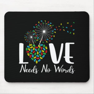 Love Needs No Words Autism Awareness Heart Puzzle Mouse Pad