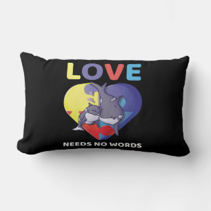 Love Needs No Words Autism Awareness Orca Killer W Lumbar Cushion
