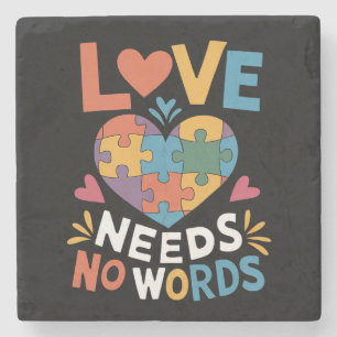Love Needs No Words Autism Awareness Stone Coaster