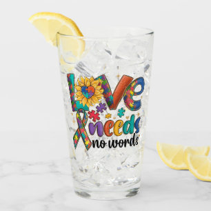 Love Needs No Words - Autism Awareness Sunflower Glass