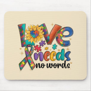 Love Needs No Words - Autism Awareness Sunflower Mouse Pad