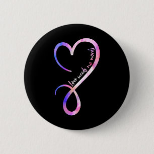 Love Needs No Words Autism Awareness Tolerance Aut 6 Cm Round Badge