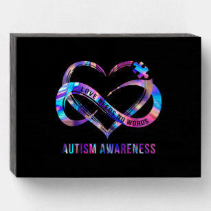Love Needs No Words Autism Awareness Wooden Box Sign