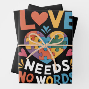 Love Needs No Words Autism Awareness Wrapping Paper Sheet