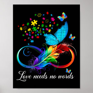 Love Needs No Words Autism Kids Mum Support Autism Poster