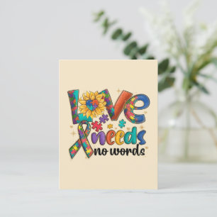 Love Needs No Words Autism Postcard