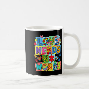 Love Needs No Words Coquette Bow Puzzle Autism Coffee Mug