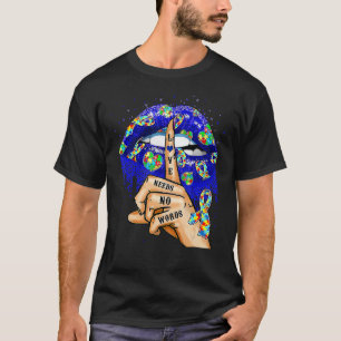 Love Needs No Words Dripping Lips Biting Autism Aw T-Shirt