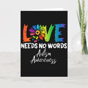 Love Needs No Words Flower Autism Awareness Mum Da Card