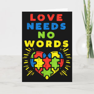 Love Needs No Words Heart Puzzle Autism Awareness  Card