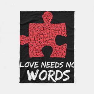 Love Needs No Words Puzzle Heart Design Fleece Blanket