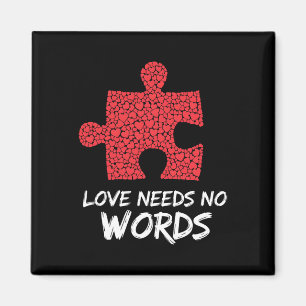 Love Needs No Words Puzzle Heart Design Magnet