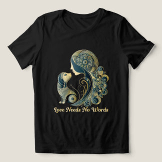 Love Needs No Words – Tribal Art of Woman and Dog Tri-Blend Shirt